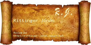 Rittinger Jónás névjegykártya